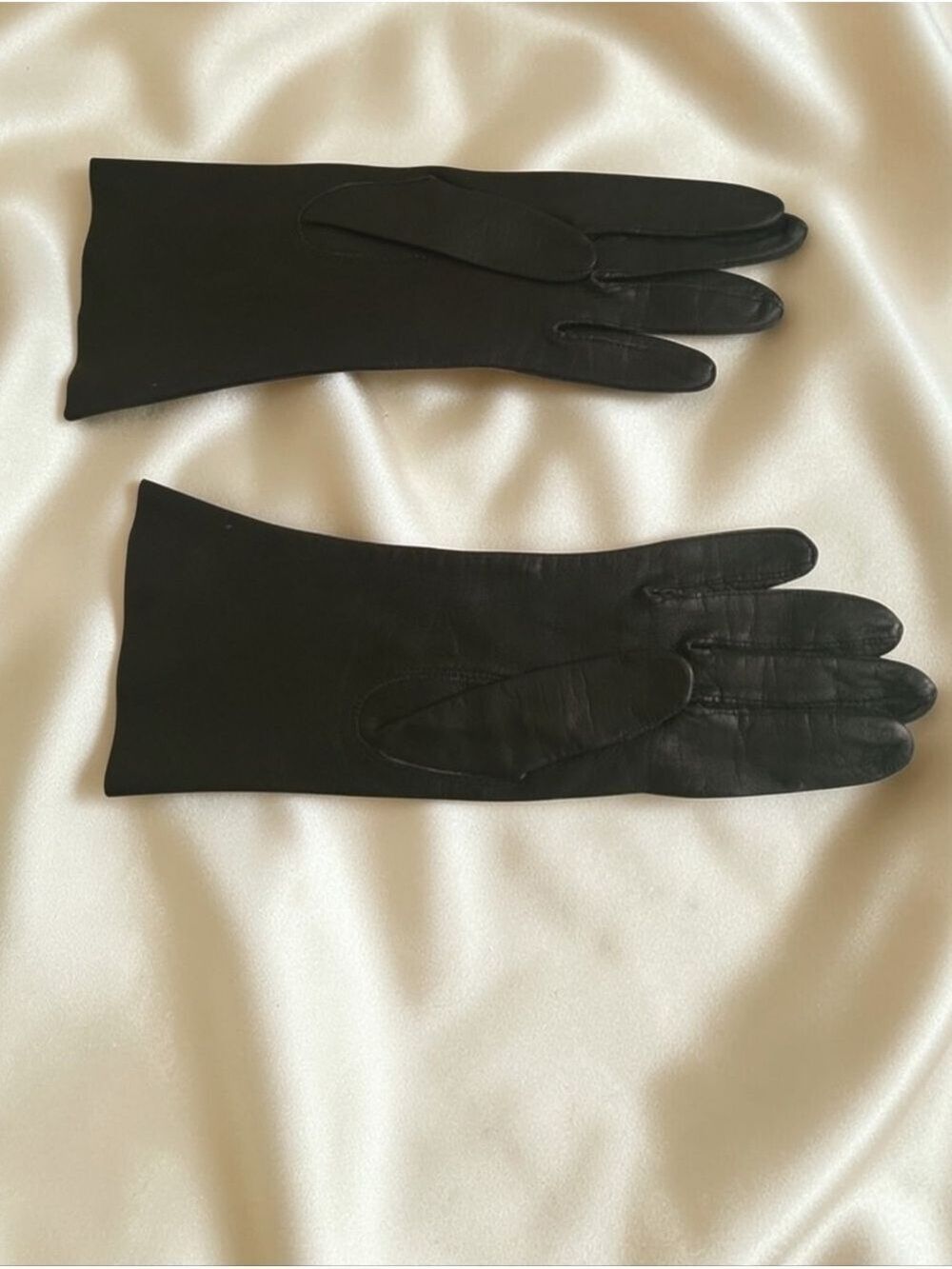 Vintage 60s Black Leather Gloves Made in Italy Size 6.5 – 12” Elegant Classic - Picture 3 of 5